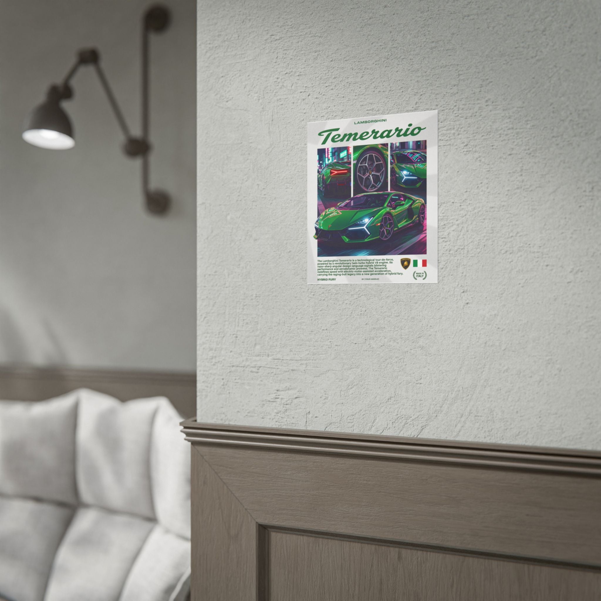 Lamborghini Temerario Poster – Green Supercar Wall Art (Rolled Print)