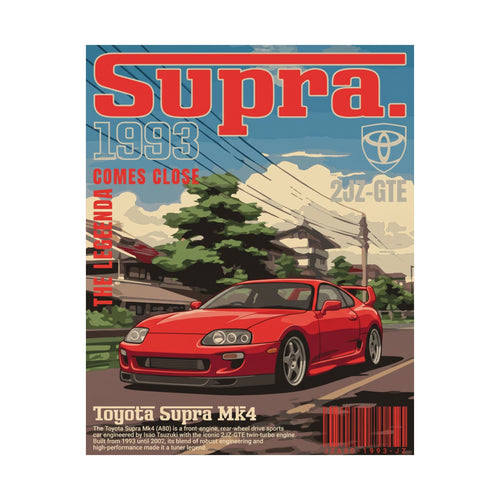 Toyota Supra MK4 Poster — 1993 Retro Red Sports Car Matte Vertical Print