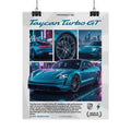 Porsche Taycan Turbo GT Poster – Teal Electric Supercar Wall Art (Rolled Print)