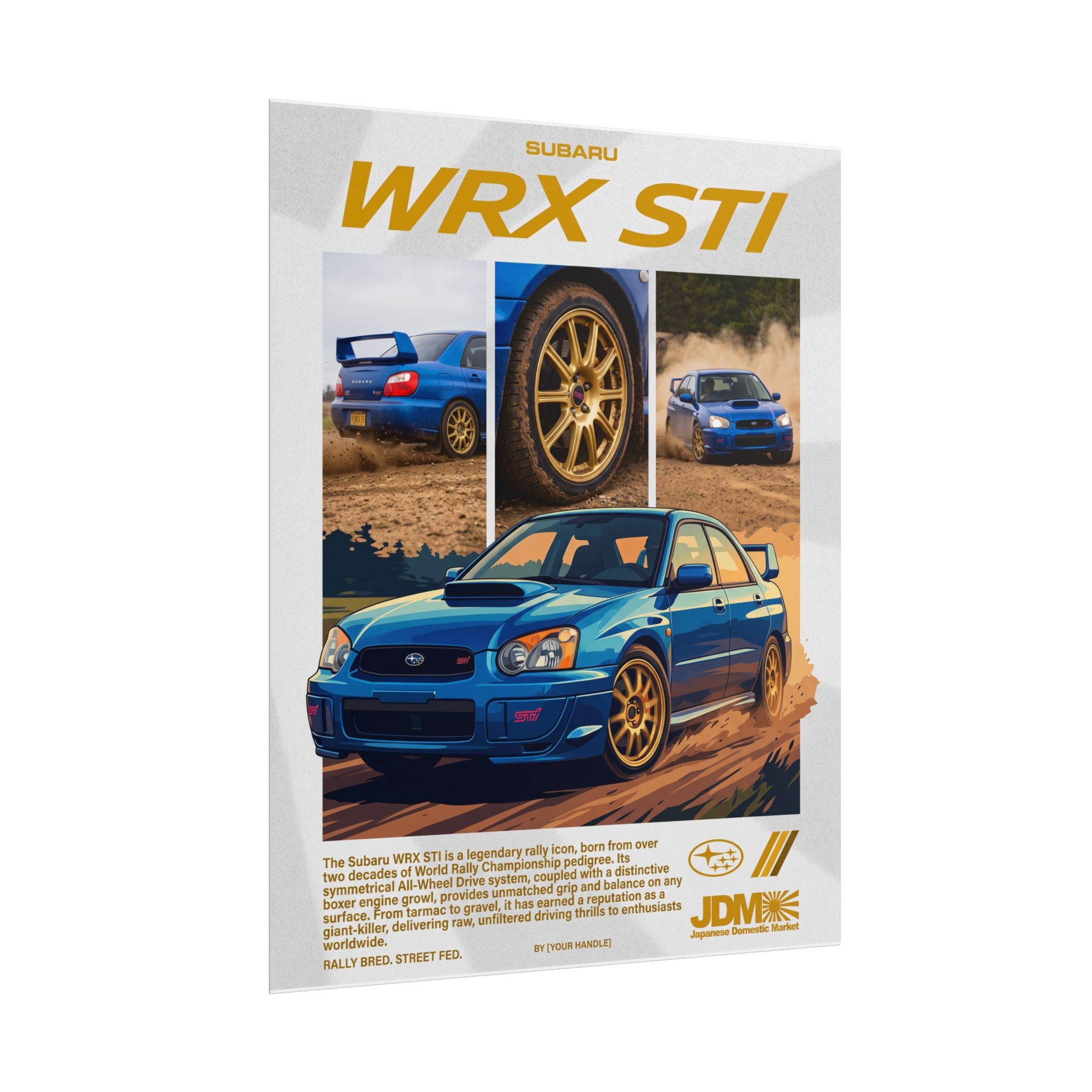 Subaru WRX STI Poster – Blue JDM Rally Wall Art (Rolled Print)