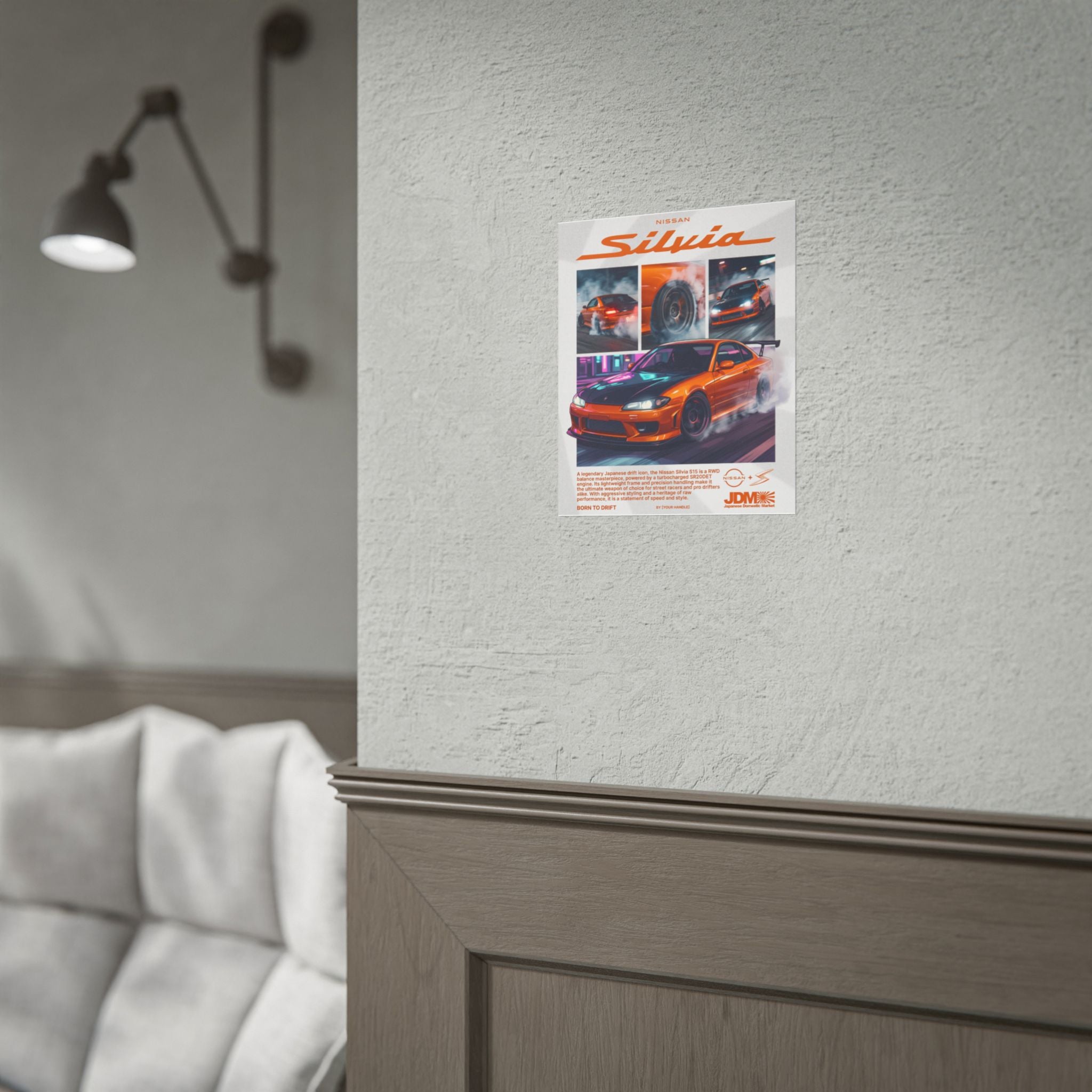 Nissan Silvia S15 Poster – Orange JDM Drift Wall Art (Rolled Print)