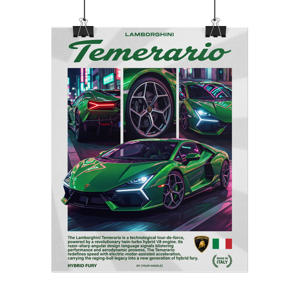 Lamborghini Temerario Poster – Green Supercar Wall Art (Rolled Print)
