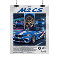 BMW M2 CS Poster – Blue M-Stripe Autobahn Wall Art (Rolled Print)
