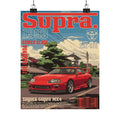 Toyota Supra MK4 Poster — 1993 Retro Red Sports Car Matte Vertical Print