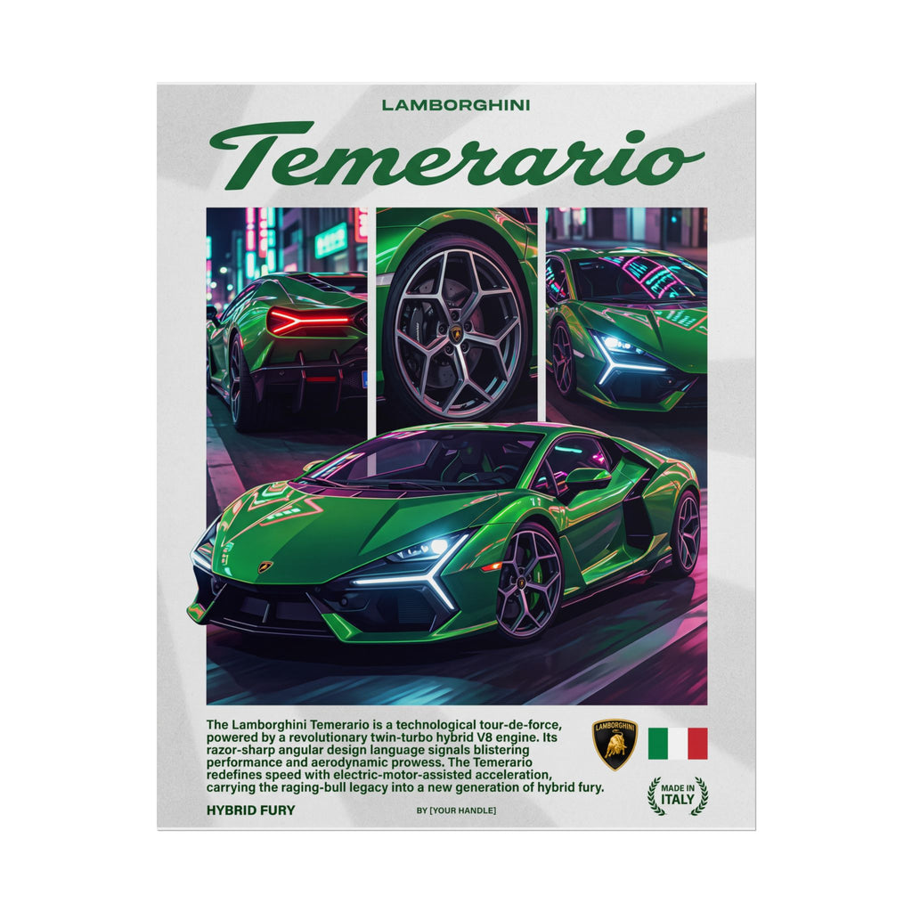 Lamborghini Temerario Poster – Green Supercar Wall Art (Rolled Print)