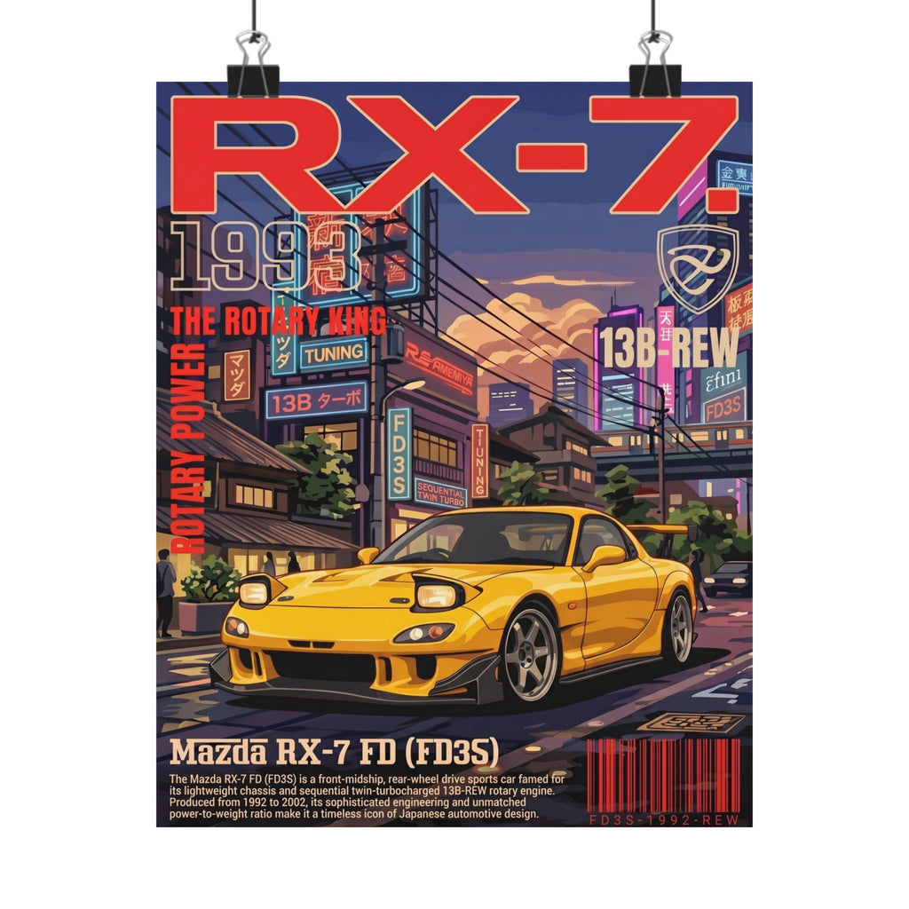 Mazda RX-7 Poster — 1993 FD Japanese Street Art Matte Vertical Print