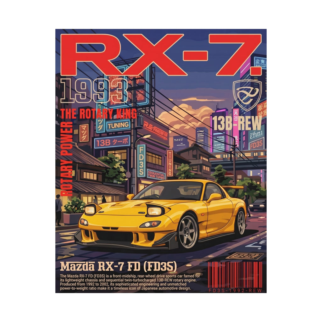 Mazda RX-7 Poster — 1993 FD Japanese Street Art Matte Vertical Print