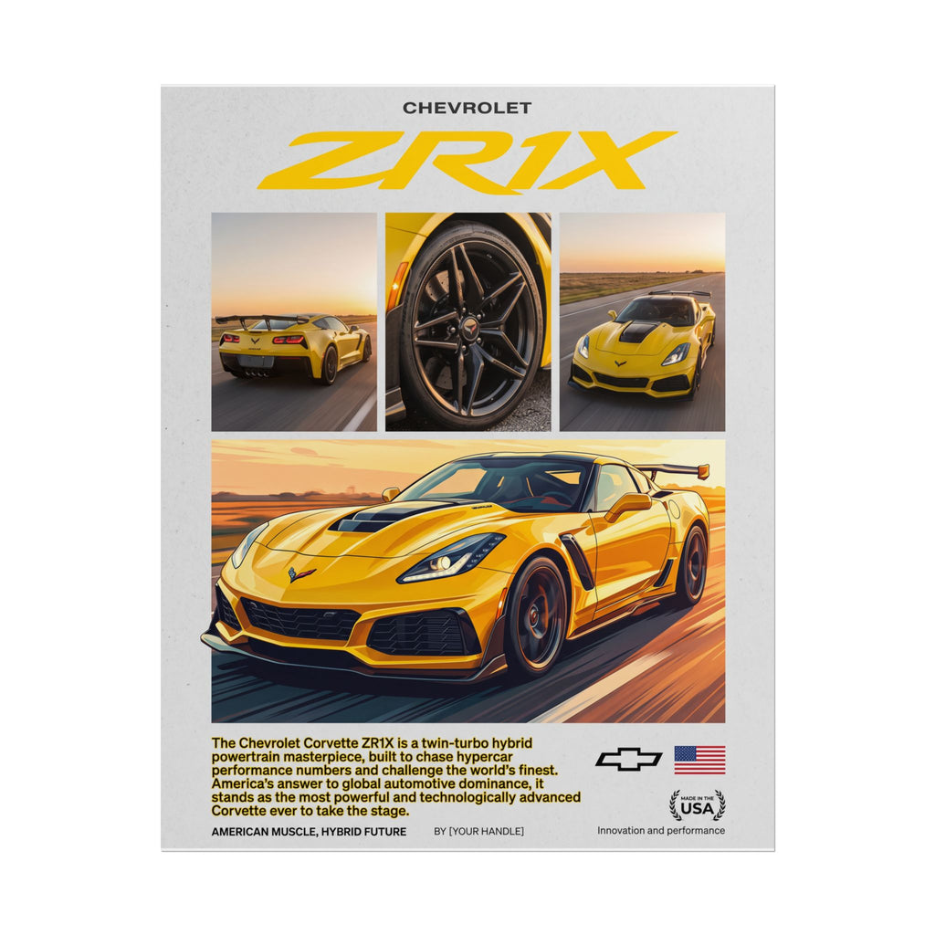 Chevrolet Corvette ZR1X Poster – Yellow American Muscle Wall Art (Rolled Print)