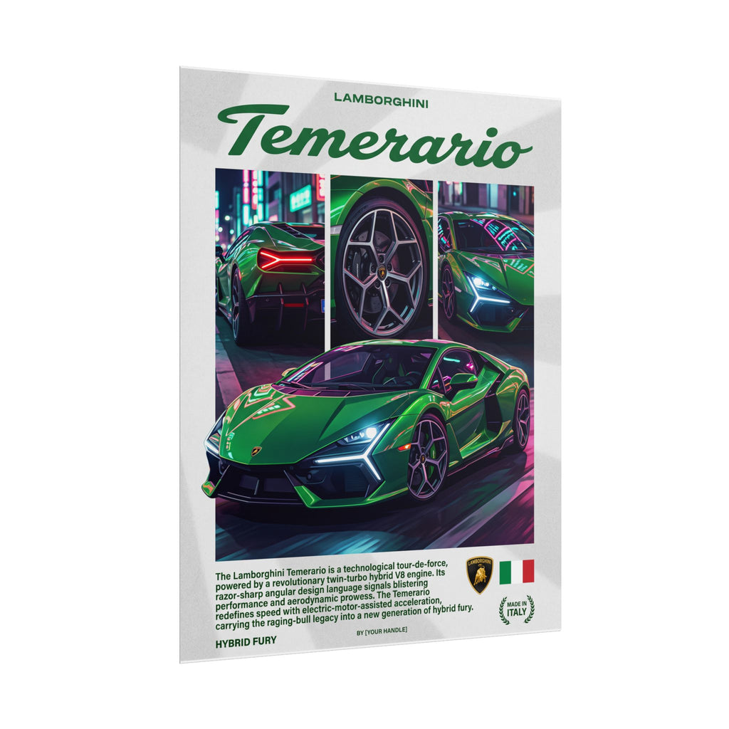 Lamborghini Temerario Poster – Green Supercar Wall Art (Rolled Print)