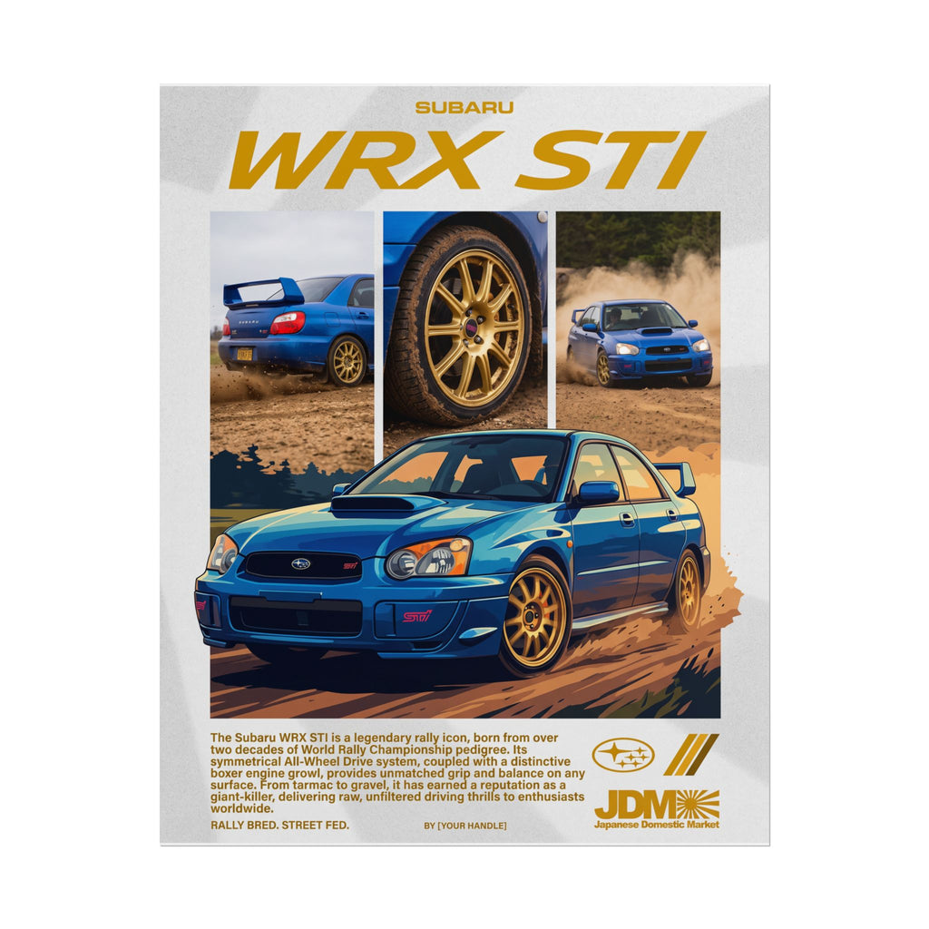 Subaru WRX STI Poster – Blue JDM Rally Wall Art (Rolled Print)