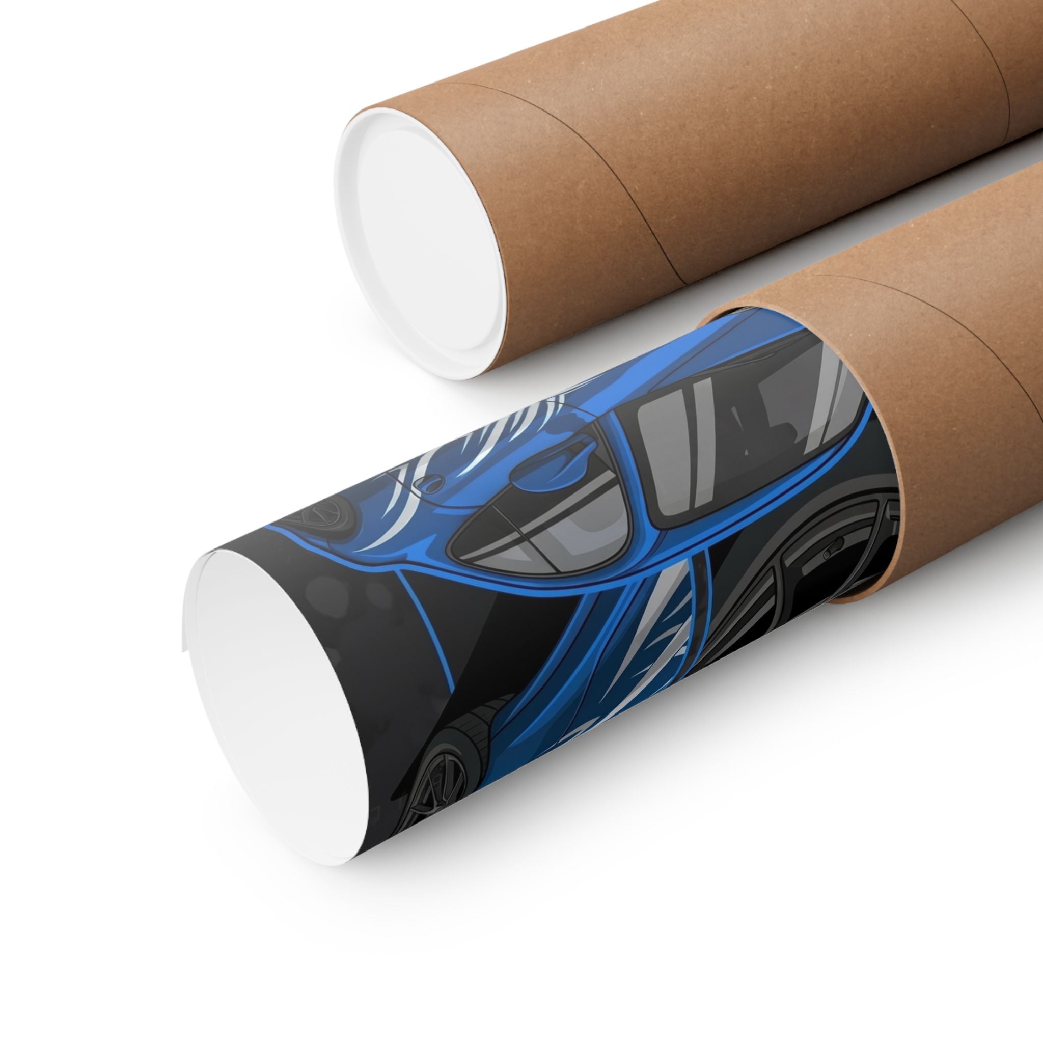 Porsche 911 Poster — Blue 997 Carrera Tribal Livery Matte Vertical Print