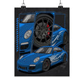 Porsche 911 Poster — Blue 997 Carrera Tribal Livery Matte Vertical Print